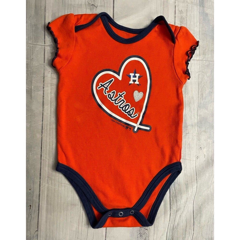 MLB Houston Astros Baseball Baby Girl Onesie Bodysuit Outfit, Size 6-9 months